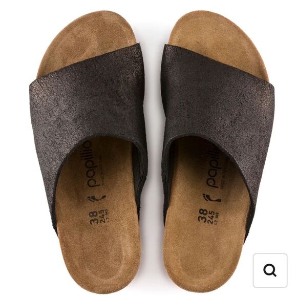 Birkenstock Papillio Namica Suede Sandal- Antique Black Washed Metallic - Picture 3 of 11